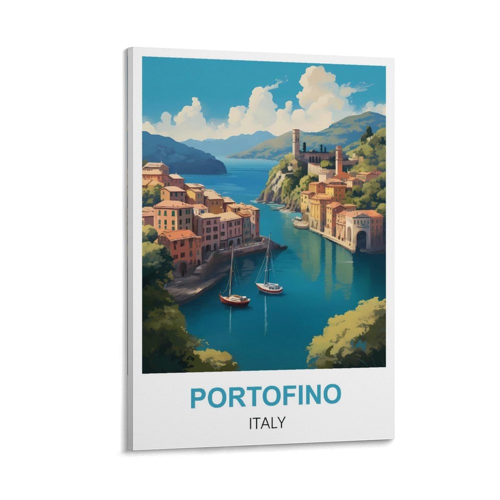 CYYHGEE Portofino Italy Vintage Travel Posters 08x12inch(20x30cm) Canvas Poster Wall Art Living Room Home Decor