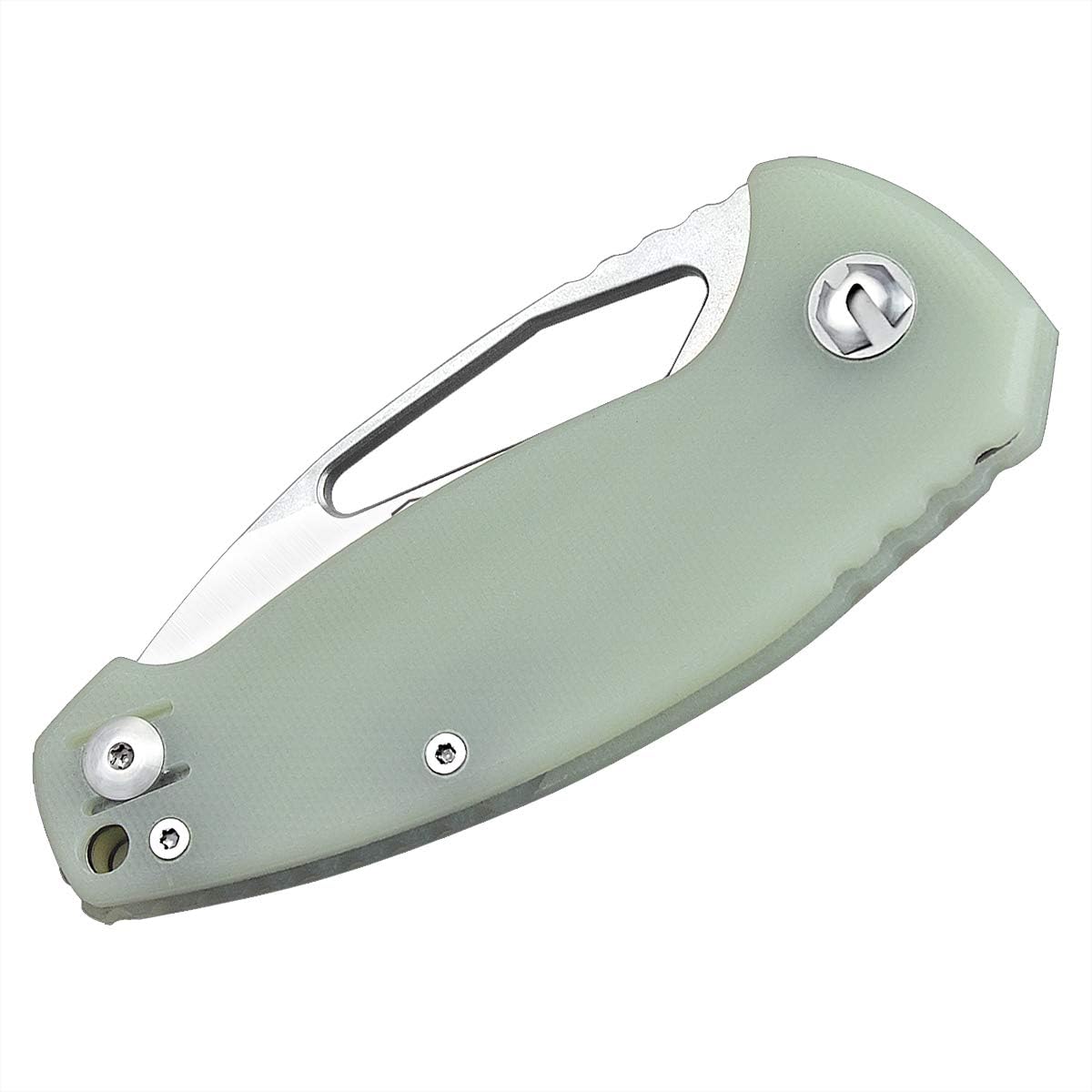 Harnds Seal CK6120 Folding Knife with Aus-8 Steel Blade Pocket Knife with G10 Handle Pocketclip (Transparent cyan)