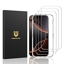 UNBREAKcable Pellicola Protettiva per iPhone 16 Pro 6,3 Pollici, Vetro Temperato HD Doppio Anti-Rottura, Copertura Completa, Durezza 9H, Cornice di Installazione Facile – Pacco da 3