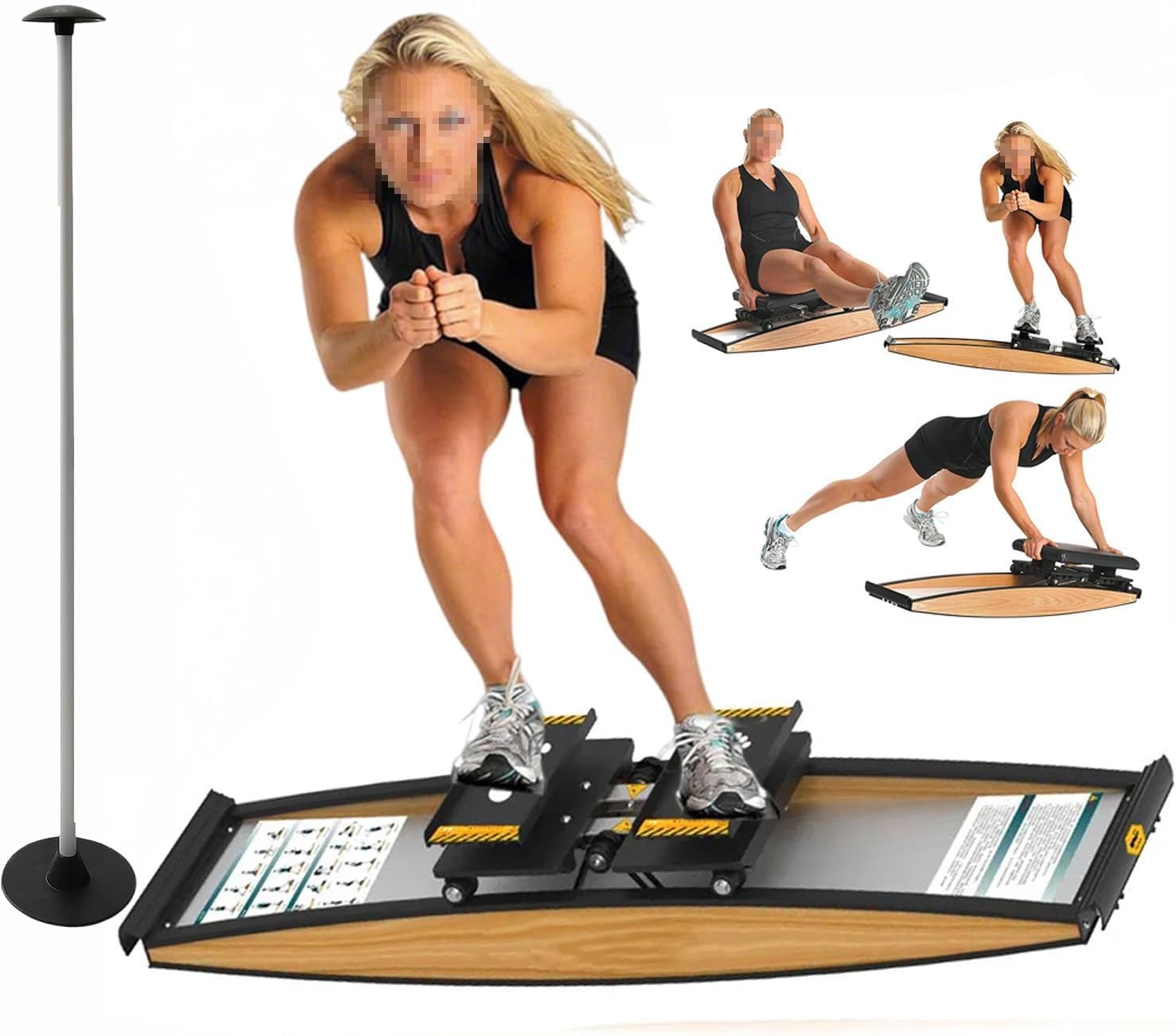 Máquina de entrenamiento de esquí para fitness aeróbico en interiores, equipo de entrenamiento de fuerza de cintura con bastones de esquí y esterillas, ideal para principiantes