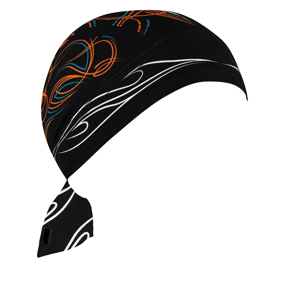 Black White Blue Orange Pinstripe Head Wrap Durag Doo Rag Biker Skull Cap Hat Helmet Liner Moisture Wicking