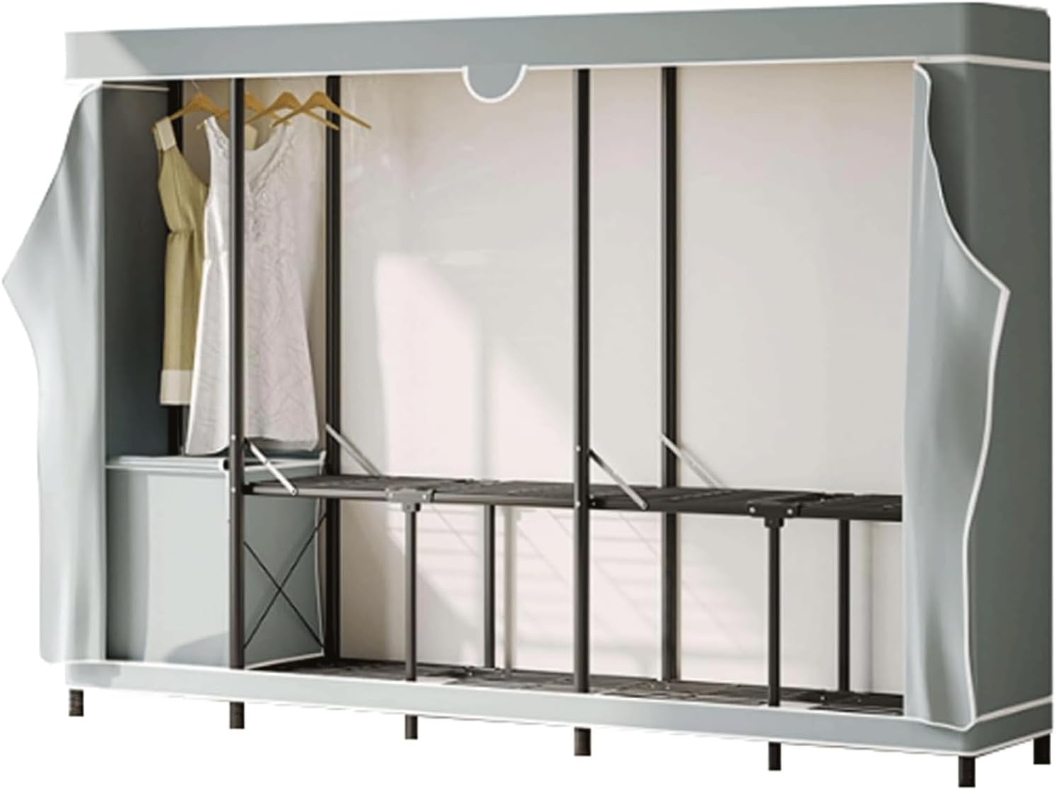 Foldable Wardrobe Closet Oxford Fabric Clothes Closet 190/240cm Detachable Wardrobe Portable Closets for Hanging Clothes(E)