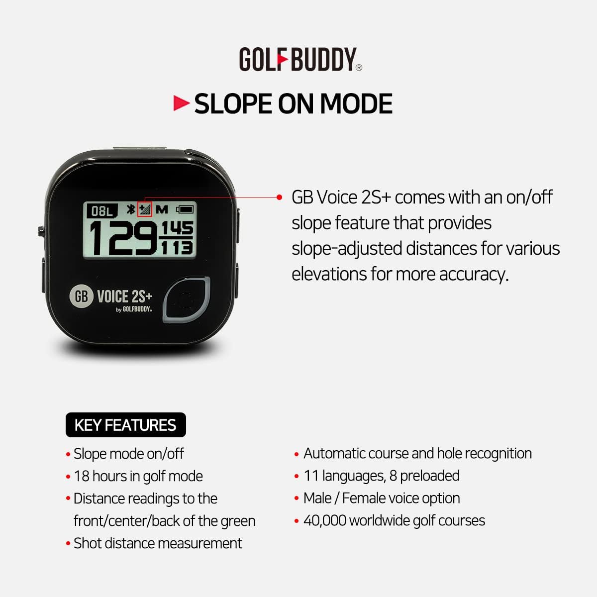 Golf Buddy Voice 2 Talking GPS Rangefinder, Long Lasting Battery Golf Distance Range Finder, Easy-to-use Golf Navigation for Hat