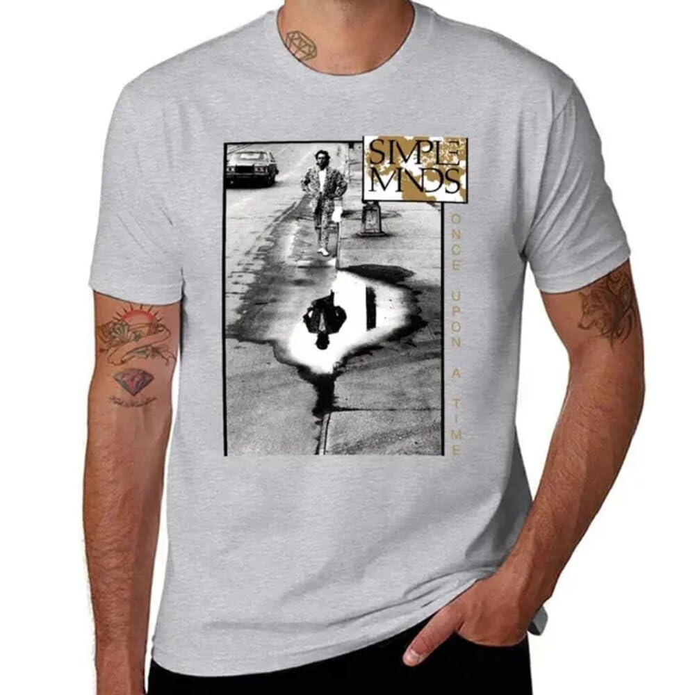 Mkcshcbv Men's Grey Simple Minds - Once Upon A Time - Reflection T-Shirt Cute Tops Hippie Clothes White T Shirts Clothes Xxl