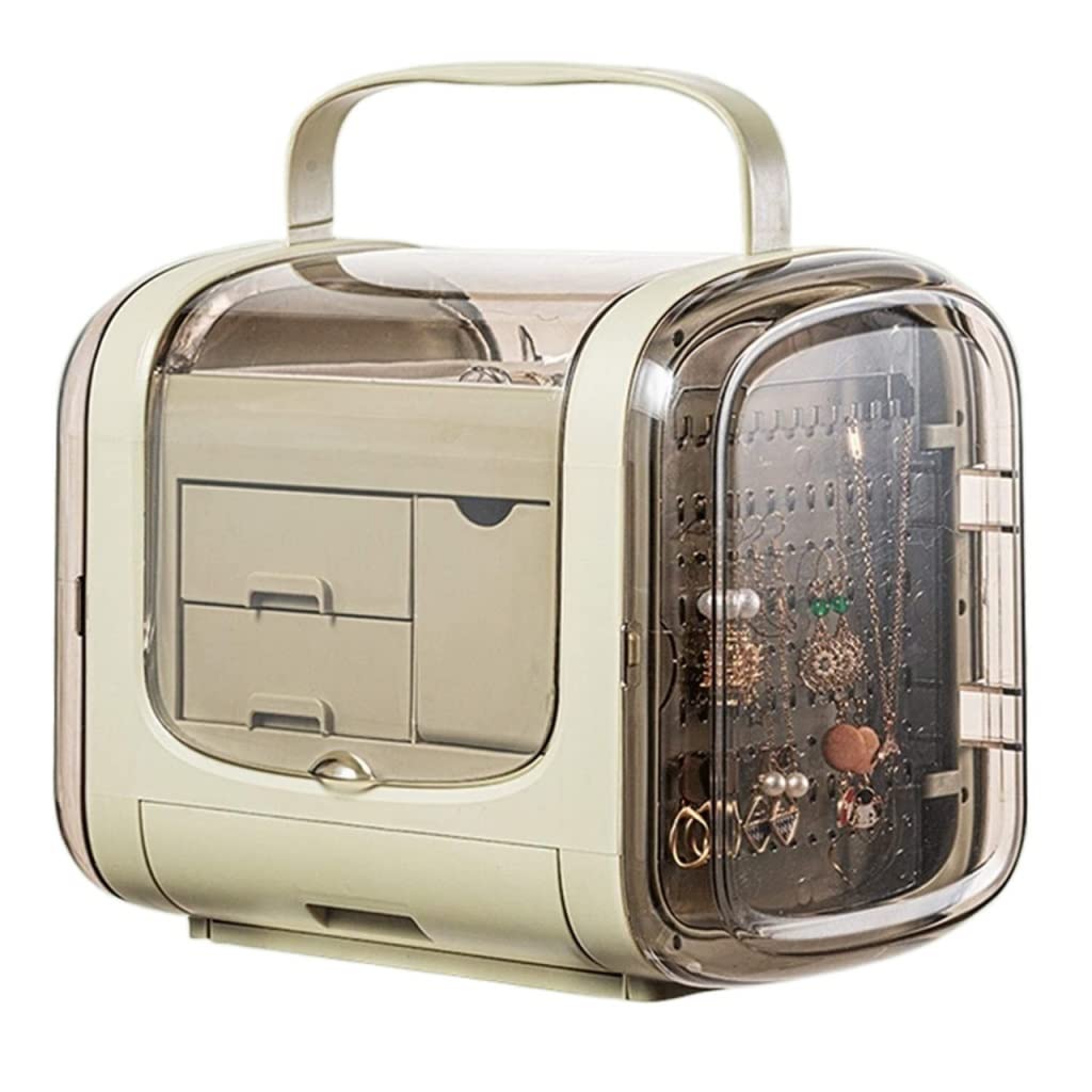OZBMA Jewelry Case Box Display Storage 3-Layer Drawers Huge For Women With Portable Handle Clear Stand Gift. Or (C 28 * 18 24cm) (C 28 * 18 * 24cm)