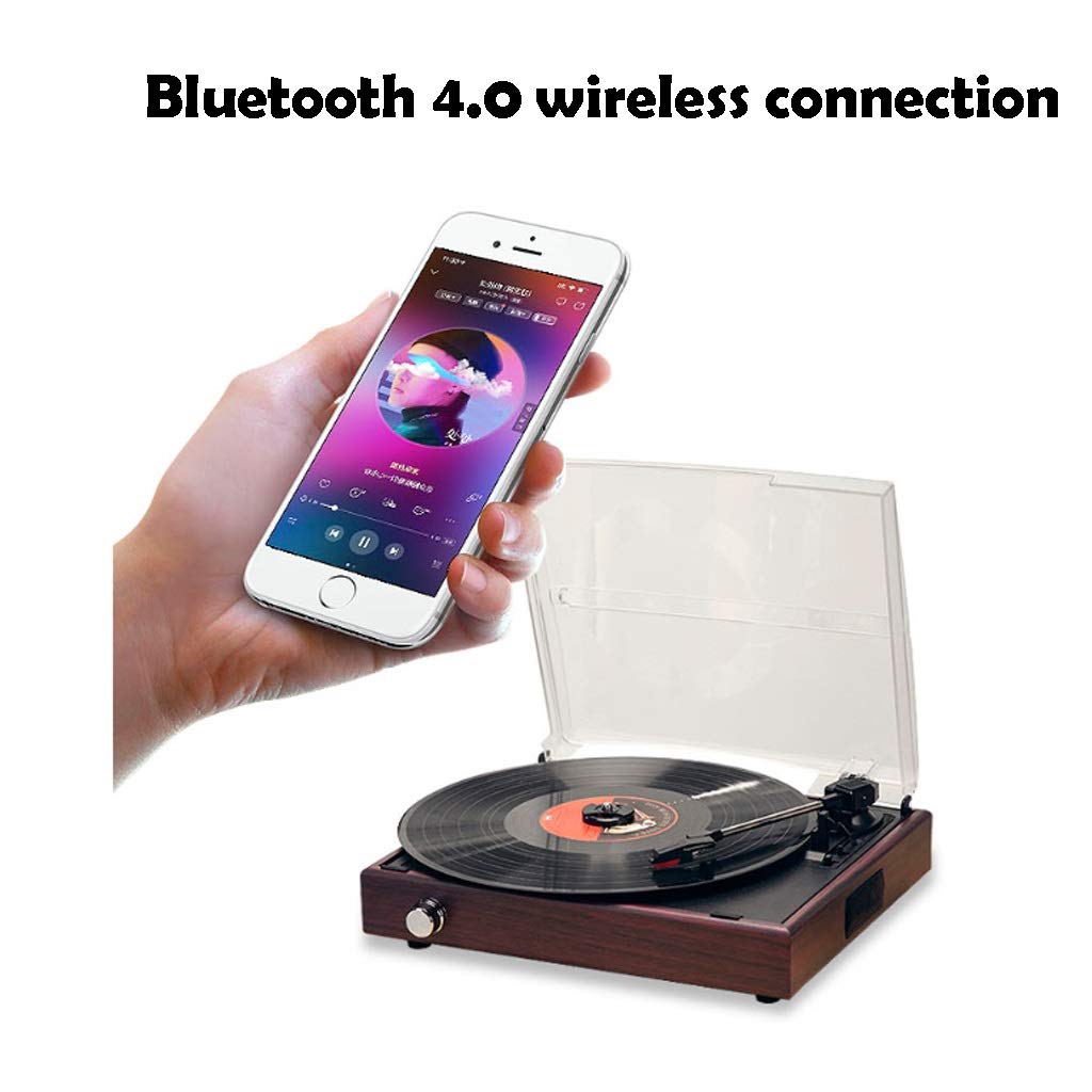 Giradischi in vinile, trasmissione a cinghia integrata a 3 velocità wireless Bluetooth dischi in vinile, giradischi con 2 altoparlanti stereo la casa