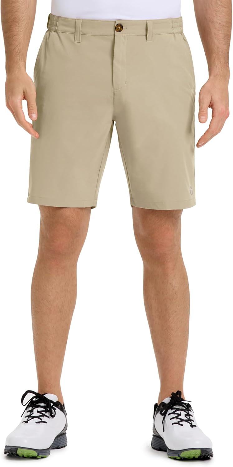 Outdoor Ventures Mens Golf Shorts 9 Inch Inseam Dry Fit Stretch UPF 50+ Lightweight Quick Dry Flat Front with Pockets