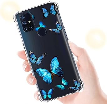 OnePlus Nord N100 Cellular Phone Case, Clear Slim Shockproof TPU Protective Cover for Women (Butterfly)