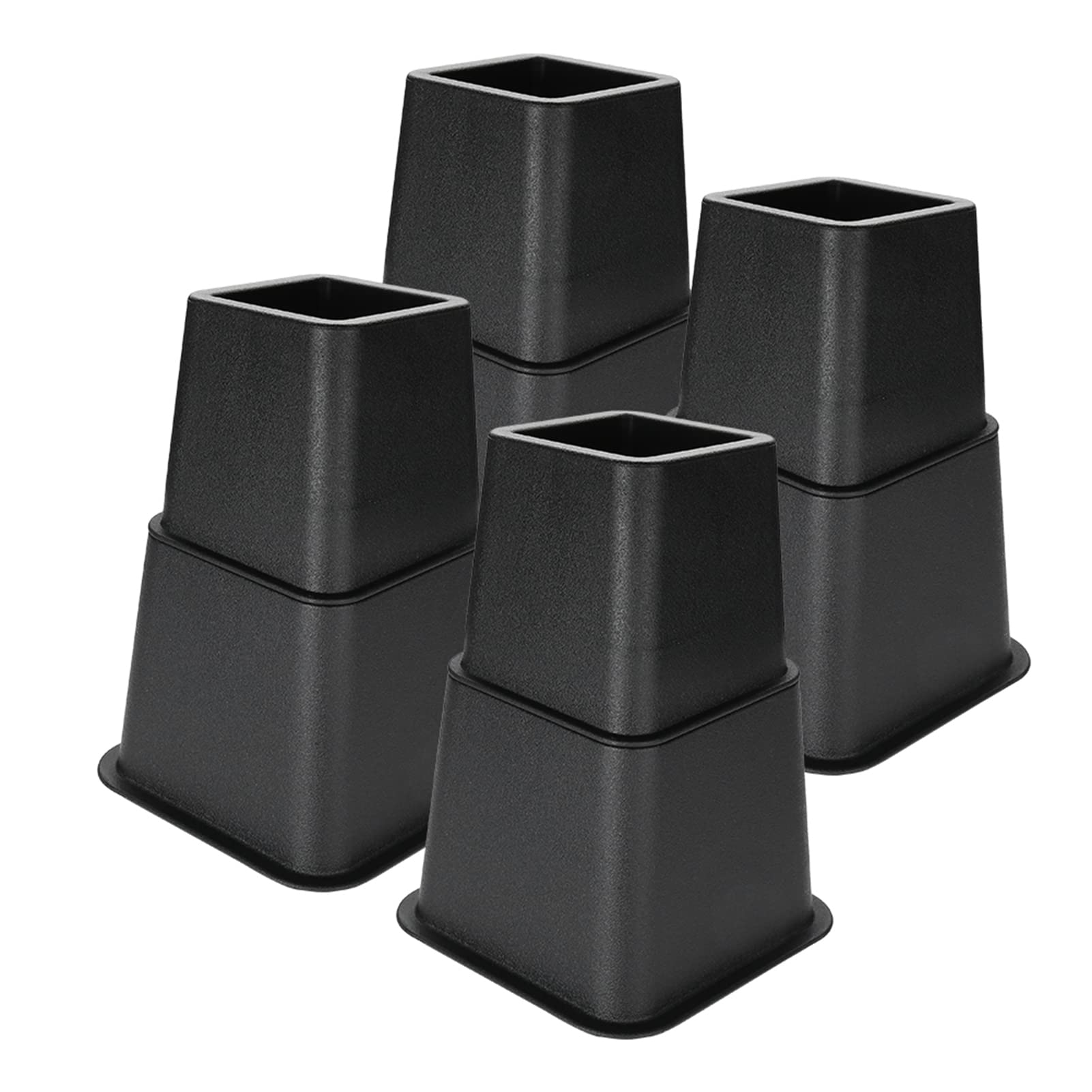 Ejoyous Black Bed Chair Sofa Riser Feet Lift Set, 8 Pieces Adjustable Furniture Riser Under Bed Storage Heavy Duty Furniture Risers Stable Riser Feet Lift Set(4 X 5"& 4 X 3")