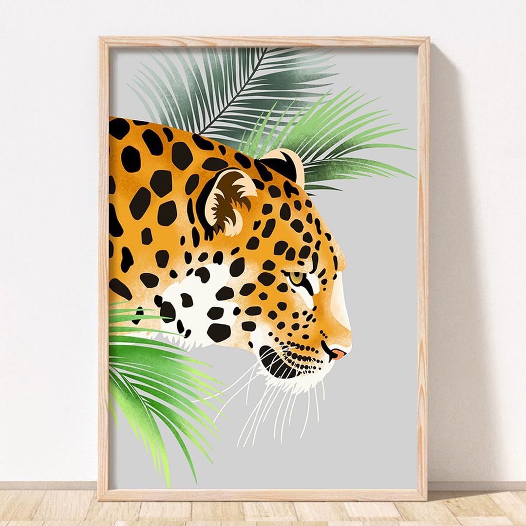 Rubybloom Designs Wild Tribe Safari Jungle Animal A4 Prints UNFRAMED - Cheetah, Giraffe, Zebra & Tiger Portrait Picture Illustrations Wall Art Decor Gift