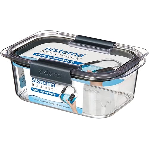Sistema Food Storage Container, 920 ml, Clear with Grey Clips and Seal