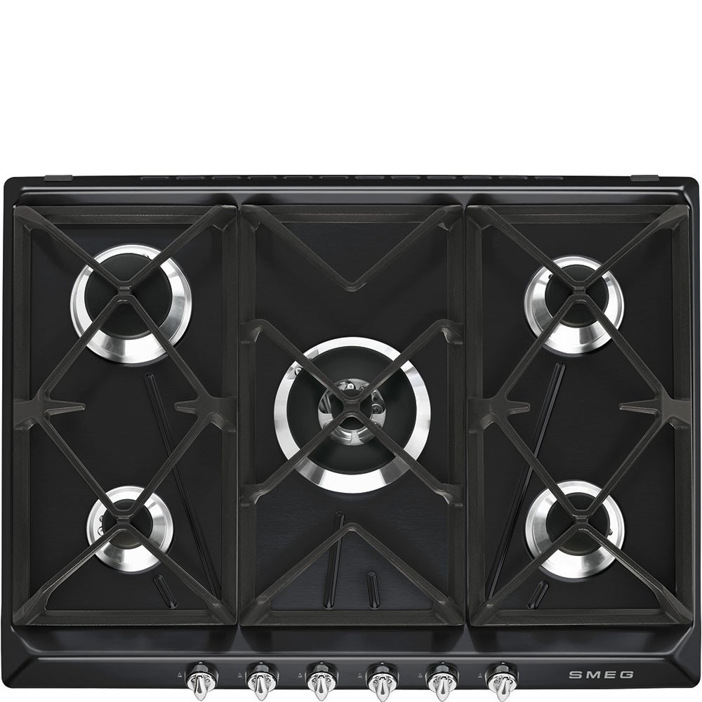 SMEG SR975NGH, Placa de gas VICTORIA, Black (chrome knobs)