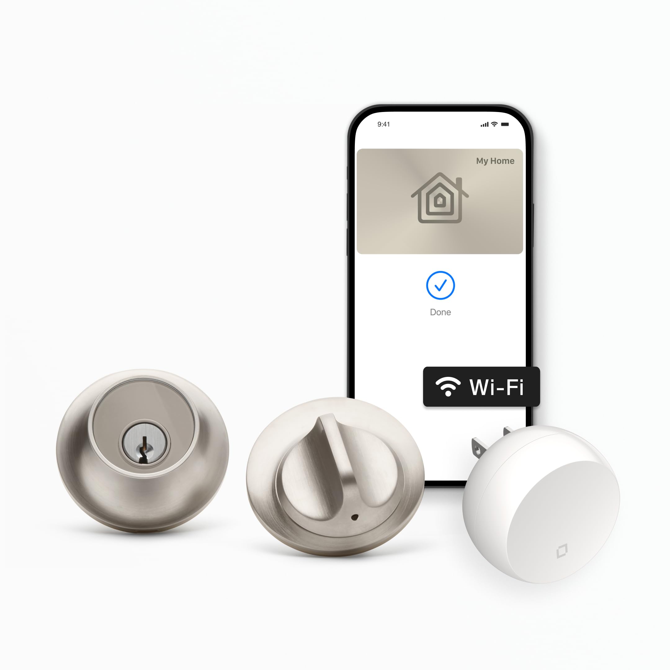 Level Lock+ WiFi Deadbolt Smart Lock - World's Smallest Smart Lock Plus Apple Home Key - Lock/Unlock Anywhere - Level App for iOS & Android - Works with Apple Home, Alexa, GoogleHome (Satin Nickel)