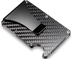 Carteira minimalista de fibra de carbono para cartão de crédito, clipe para dinheiro e porta-cartões RFID