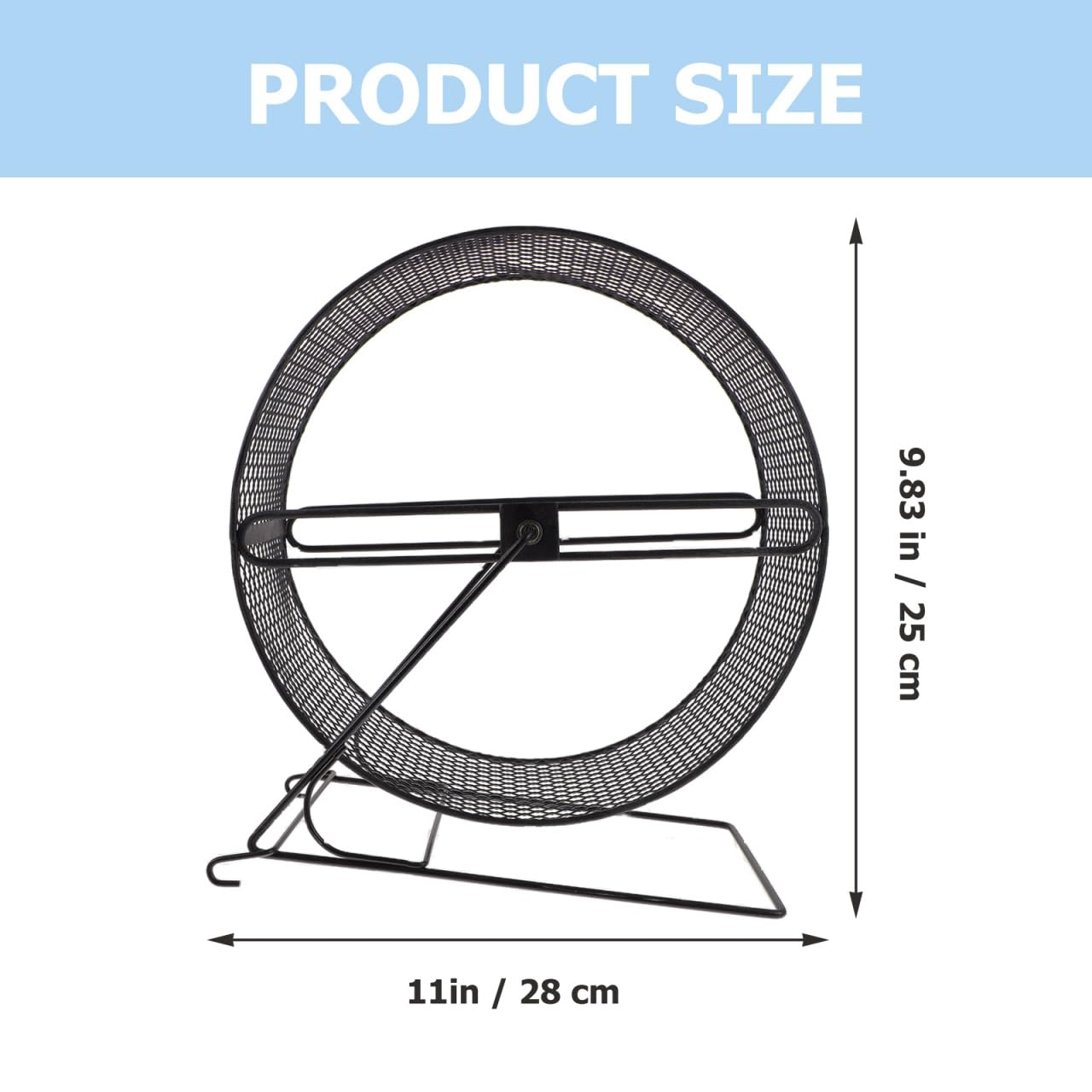 Mikikit Roue d'exercice silencieuse pour hamster avec support 28 x 26 x 15 cm en métal pour hamsters, hérissons, écureuils, cochons d'Inde, cage d'intérieur