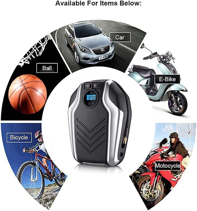 ミニタイヤインフレータカーエアポンプ、インフレータブル充電式バッテリー用エアコンプレッサー、車用エアタイヤポンプインフレータ、デジタ