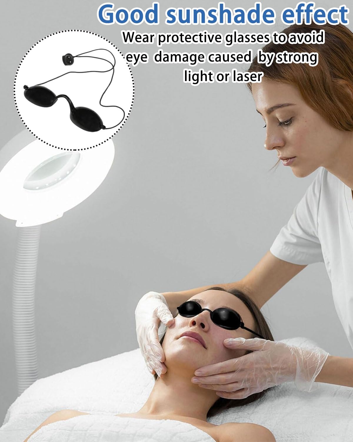 2 pieza Gafas LPL Gafas de Bronceado de Seguridad Ajustables Protección Ocular Bronceador Protector Ocular UV Light Protectores Oculares Infrarrojos Gafas de Belleza Parche Ocular