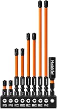 Electrician Impact Screwdriver Bit Set Hakkin 9Pcs Phillips Slotted Screwdriver Bit for Electrician Magnetic S2 Steel FPH2 FPZ2 25mm 75mm 100mm 150mm Slotted Cross Screwdriver Bit with Bit Extensions