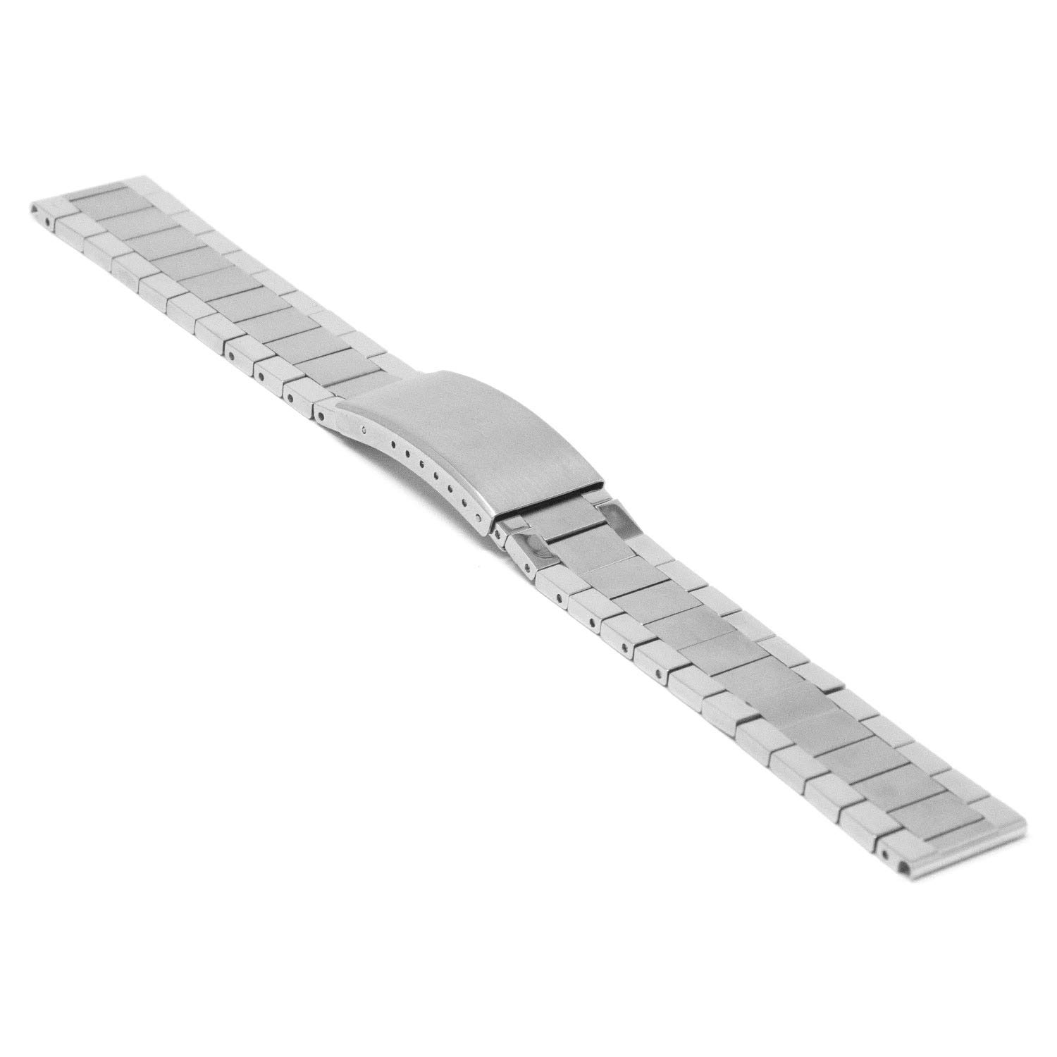 StrapsCo Stainless Steel Flat Link Watch Bracelet Band Strap - Polished & Brushed Silver - 19mm