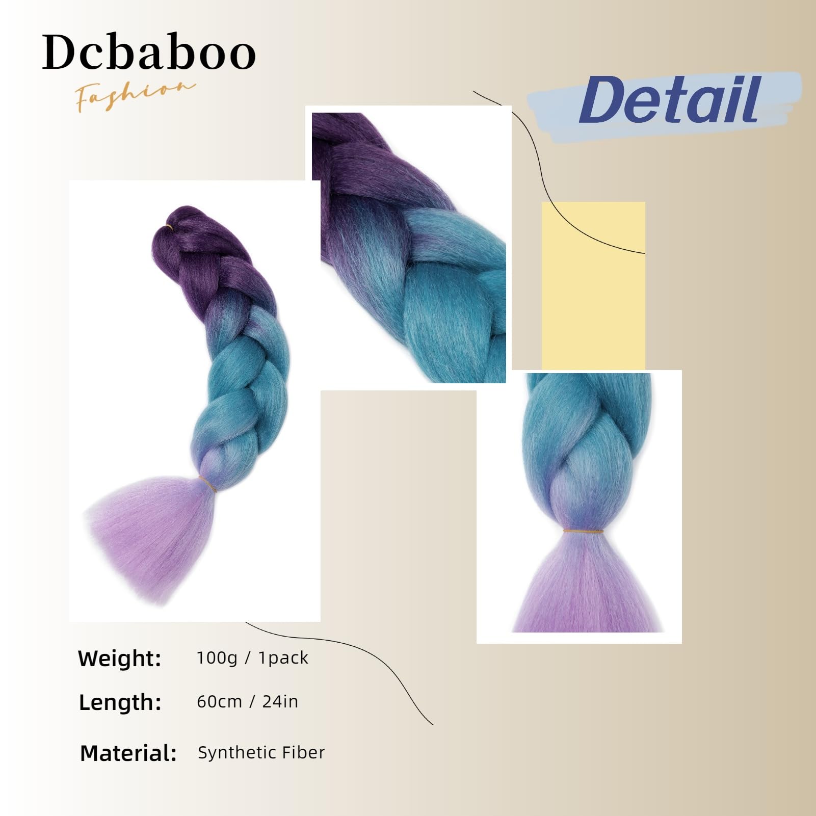 Dcbaboo Hair Extensions for Braiding Jumbo Braiding Hair Extension 1pack 24inch Synthetic Hair Kanekalon Ombre Braids Extensions Hair Afro Crochet Twist Box Braids 100g - Image 2