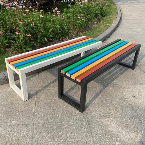 Banc de parc d'extérieur en métal au design épuré toutes saisons