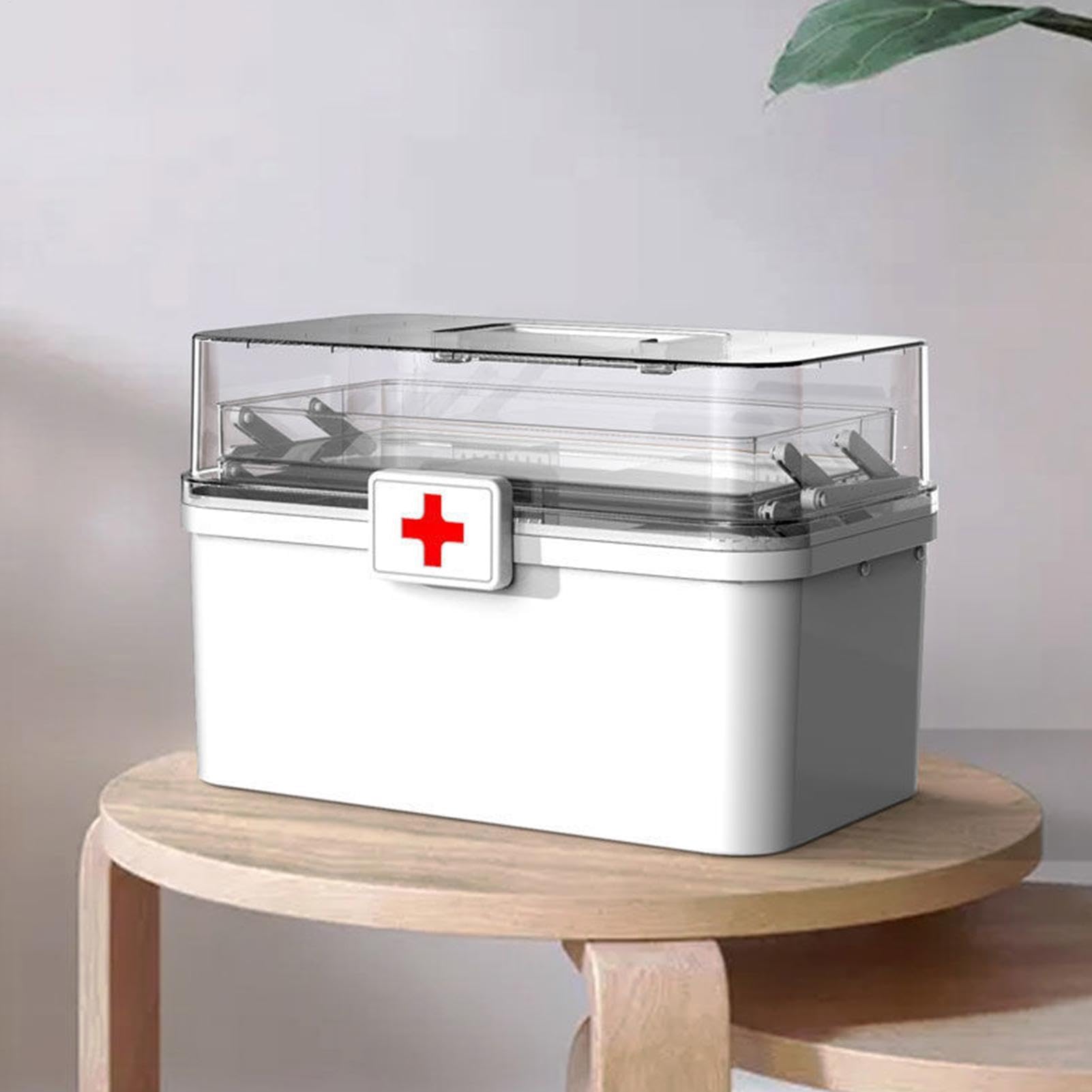 Organizer Medicinali Grande, Scatola Porta Medicine Da Casa Trasparente, Contenitore Pieghevole Per Farmaci A 3 Livelli, Grande Capacità, Scatole Per Medicine Con Maniglia, Per Pronto Soccorso
