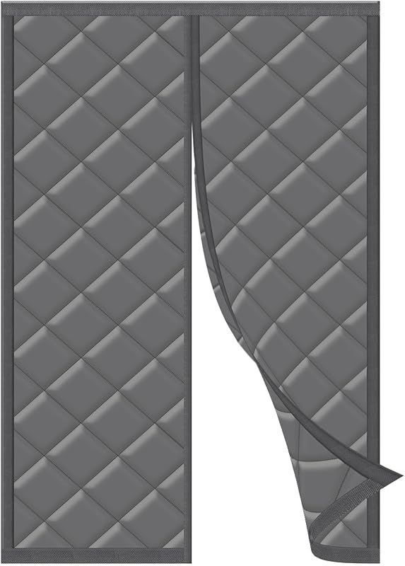 HOWIN Mágneses Hőszigetelő Ajtófüggöny 110x210 cm - Téli Hideg Elleni Védelem, Oxford Szövet, Erkélyajtóra, Automatikus Záródás, Szürke