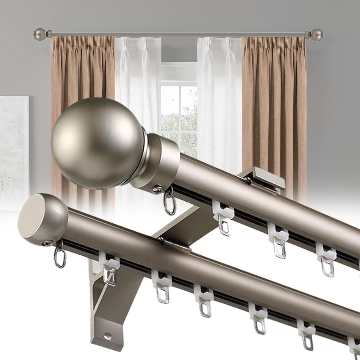 Rail de rideau de plafond double pour séparer un salon ou une chambre