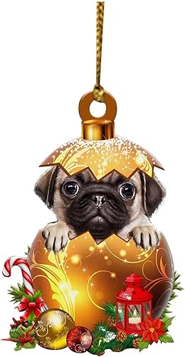 Árbol de decoración de Navidad, 1 pieza de acrílico de Navidad de doble cara huevos dorados de Navidad para perros, decoración del árbol de Navidad,