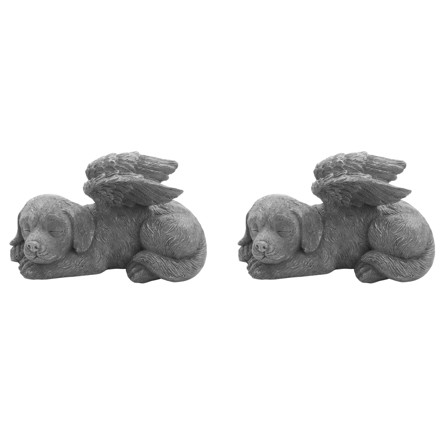 Aundhegrtt 2X Dog Angel Pet Memorial Tombstone Marking Carved Statue, Resin, Stone Finish