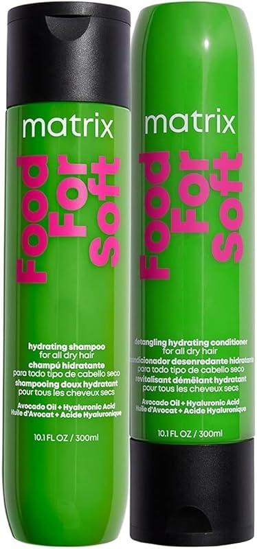 Food For Soft Shampoo & Conditioner Set – For Dry Hair | Infused with hyaluronic acid and avocado oil, hydrates, moisturizes, detangles, and cleanses dry strands
