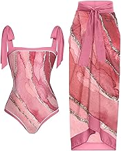 Maillot De Bain Femme 2 Pièces avec Paréo D'Été Maillot De Bain Femme Taille Haute Original Maillot Multicolor Tankini Grande Taille Gainant Maillot De Bain Boho Robes De Plage D'été Pas Cher