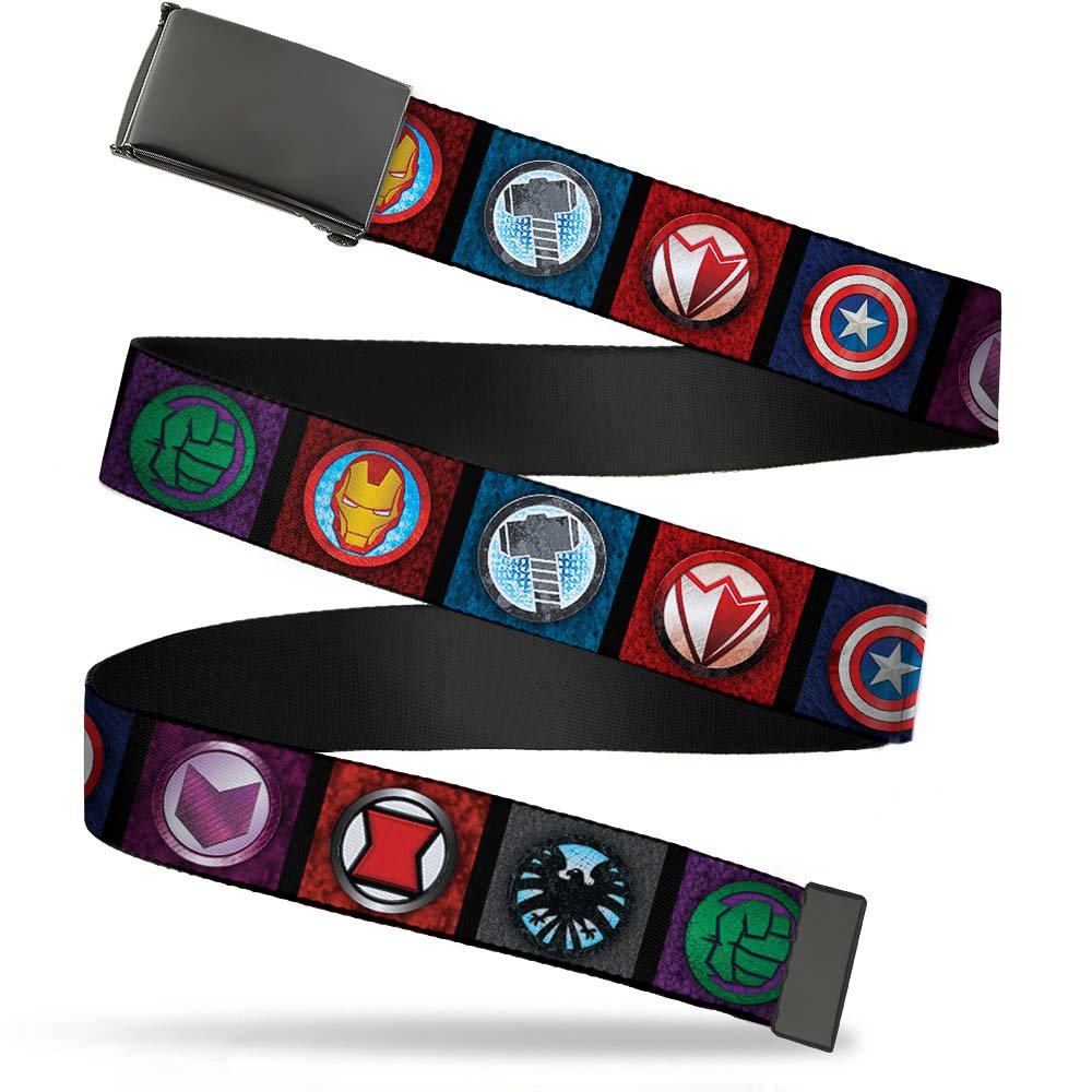 Buckle-Down Men's Multicolor Buckle-Down Web Avengers 1.25" Belt, 1.25 Wide - Fits Up To 42 Pant Size Uk
