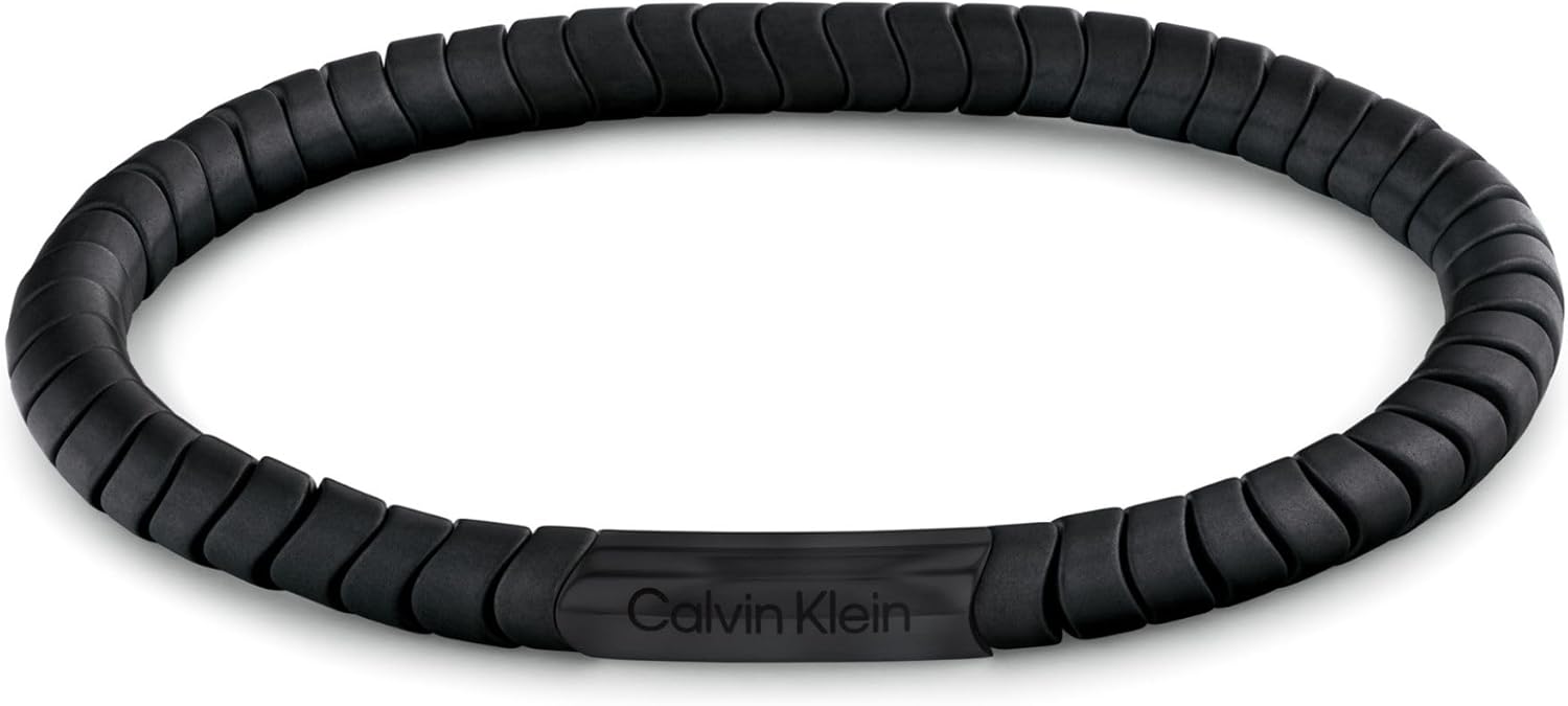 Calvin Klein Men’s Intuitive Connection Bracelet, Stainless Steel with Hematite, Logo Accent Beads for Effortless Style - Modern Statement Accessory - Gift for Him