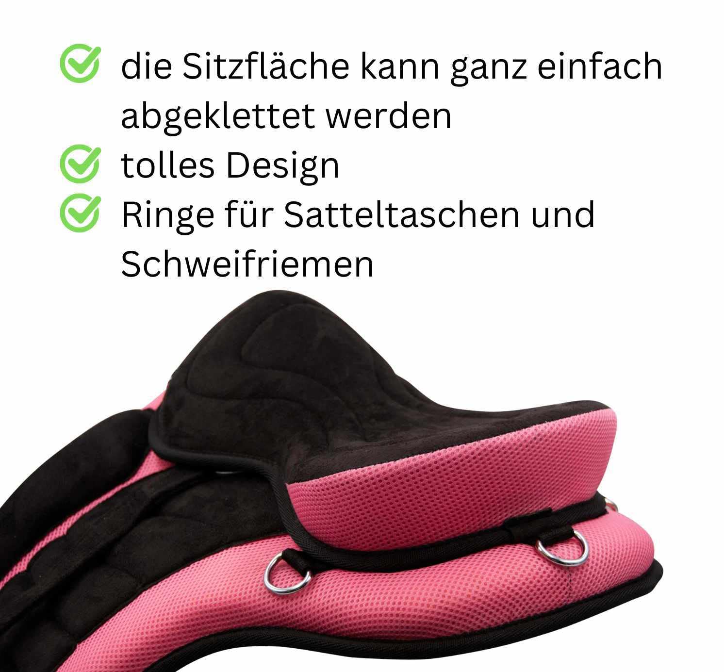 AMKA baumloser Sattel - Set mit Riemen und Gurt leicht und pflegeleicht 12"