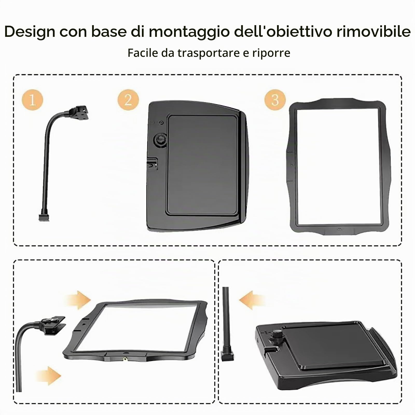 Lente D'ingrandimento Digitale per Ipovedenti Da Tavolo, Display HD, Ausilio Alla Lettura Elettronico, Zoom 4X, Oscuramento a Sfioramento, Design Ricaricabile, per Leggere e Scrivere(Schwarz)