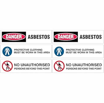 CVANU Danger Asbestos Safety Sign Sticker Self Adhesive PVC Vinyl 60pcs (Pack of 20)