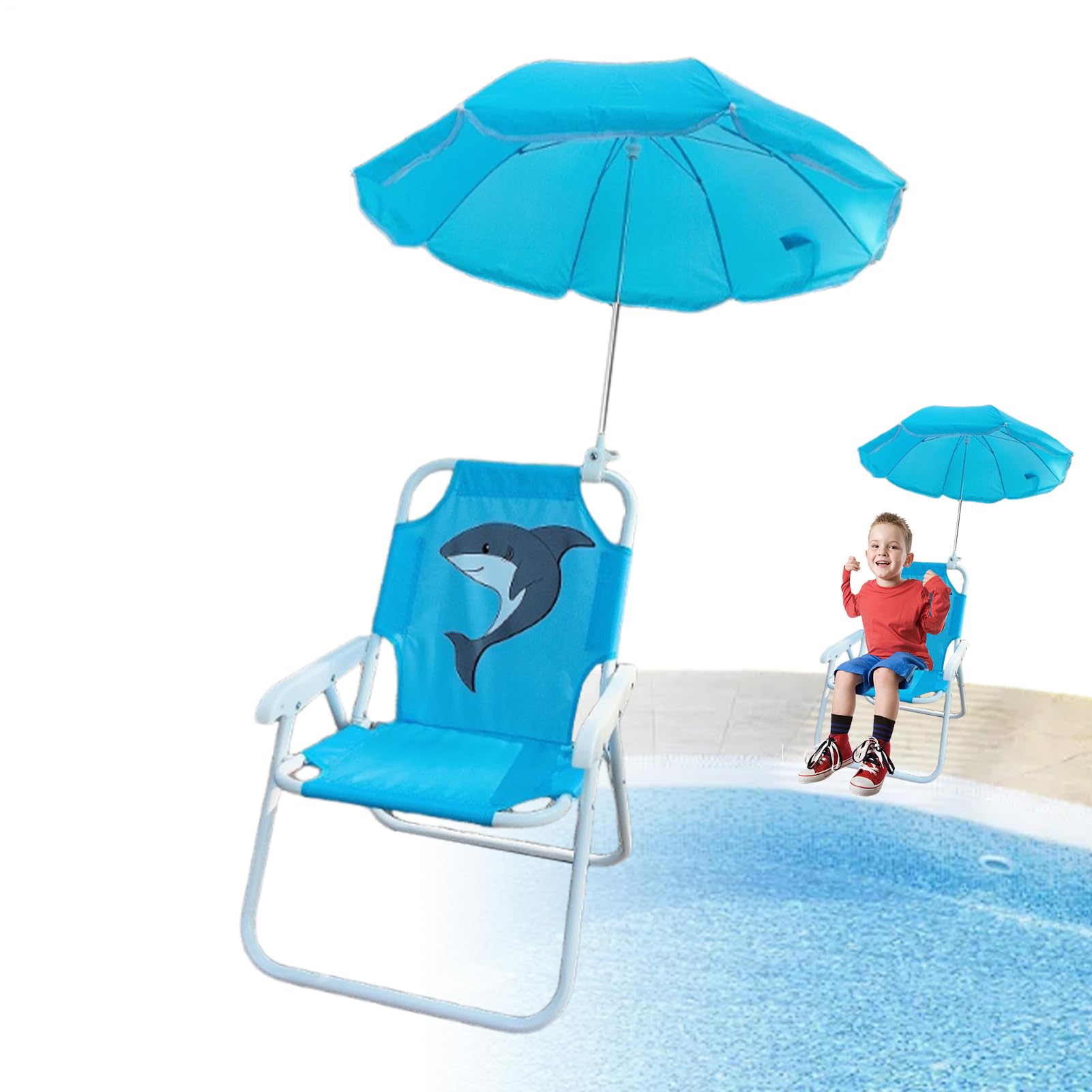 Silla Para Acampar Para Niños - Silla De Playa Para Niños Con Paraguas | Asiento De Are-na Resistente Al Viento Plegable Con Sombrilla Portátiles Para Campamento De Jardín Al Aire Libre (A-zul)