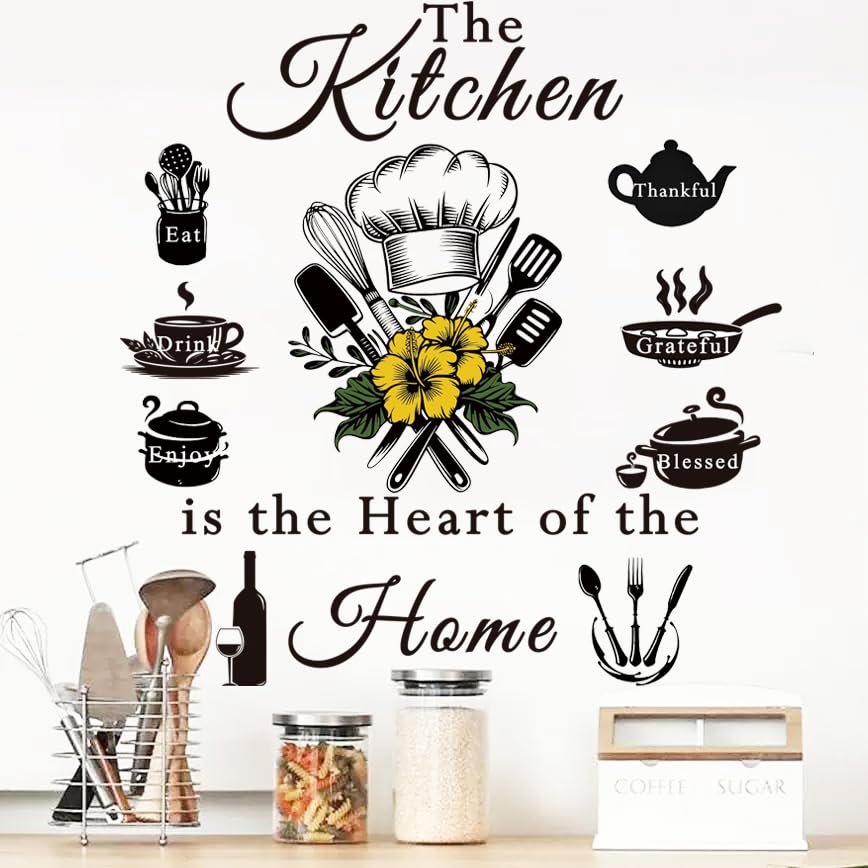 Kitchen Wall Stickers Kitchen Quotes The Kitchen is the Heart of the Home Wall Decor Stickers for Home Dining Room Coffee Shop Wall Decals