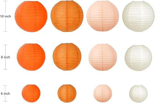 Miniatura 2 de ZOOYOO Faroles de papel de melocotón naranja decorativos, para fiesta de Acción de Gracias, decoración de otoño de cosecha de Acción de Gracias,