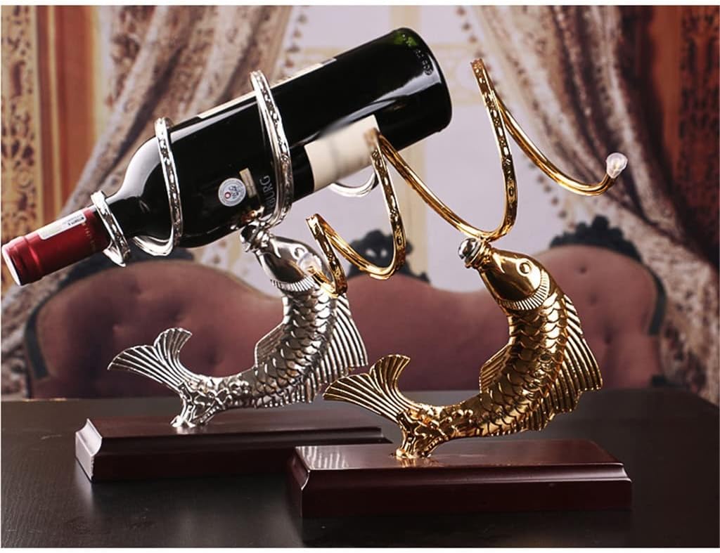 European Wine Rack Gold-Plated Fish Wrought Iron Shelf Bottle Living Room Decoration