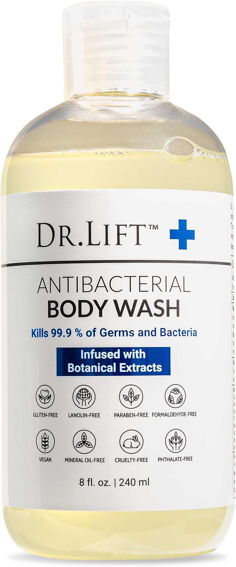 DR. LIFT Antibacterial Body Wash | Kills 99.9% of Germs | Made in America | Antibacterial Soap - Infused with Botanical Extracts | Shower Gel Body Wash for Women & Men | Liquid Bath Soap - 8 Oz