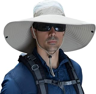 HUAMULAN 6" Wide Brim UPF 50+ Sun Protection Bucket Hat - Unisex Fishing Hiking Beach Water Repellent Foldable Hat