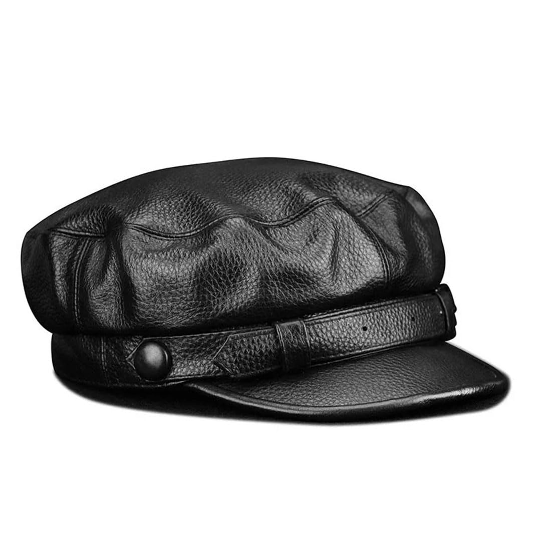 Sombrero retro de piel de vaca auténtica para hombre y mujer, estilo británico, gorra de periódico de grado superior, gorra de calle suave al tacto, marrón, 6 7/8/7