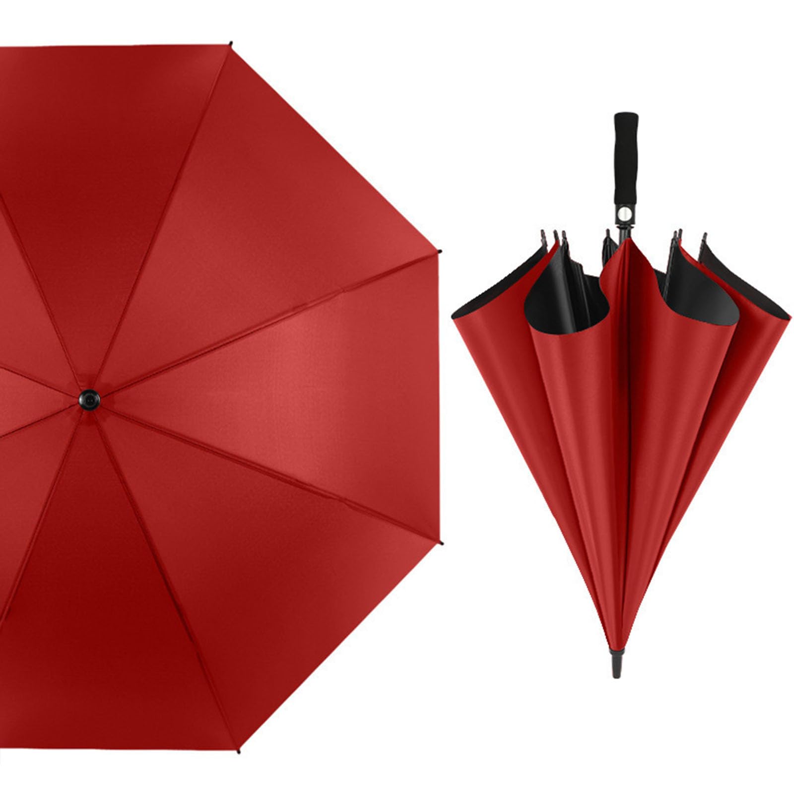 Parasol golfowy, parasol, mocny i przeciwburzowy, kolumna środkowa z włókna kompozytowego, dwuwarstwowy automatyczny parasol biznesowy (red)