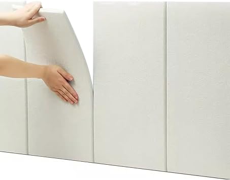 Wall Padding for Kids Bedroom, Anti Collision Wall Stickers for Nursery Autism, Padded Wall Panels for Autism, 11.8" x 23.6" Upholstered Accent Wall Panels, Easy to InstallWhite