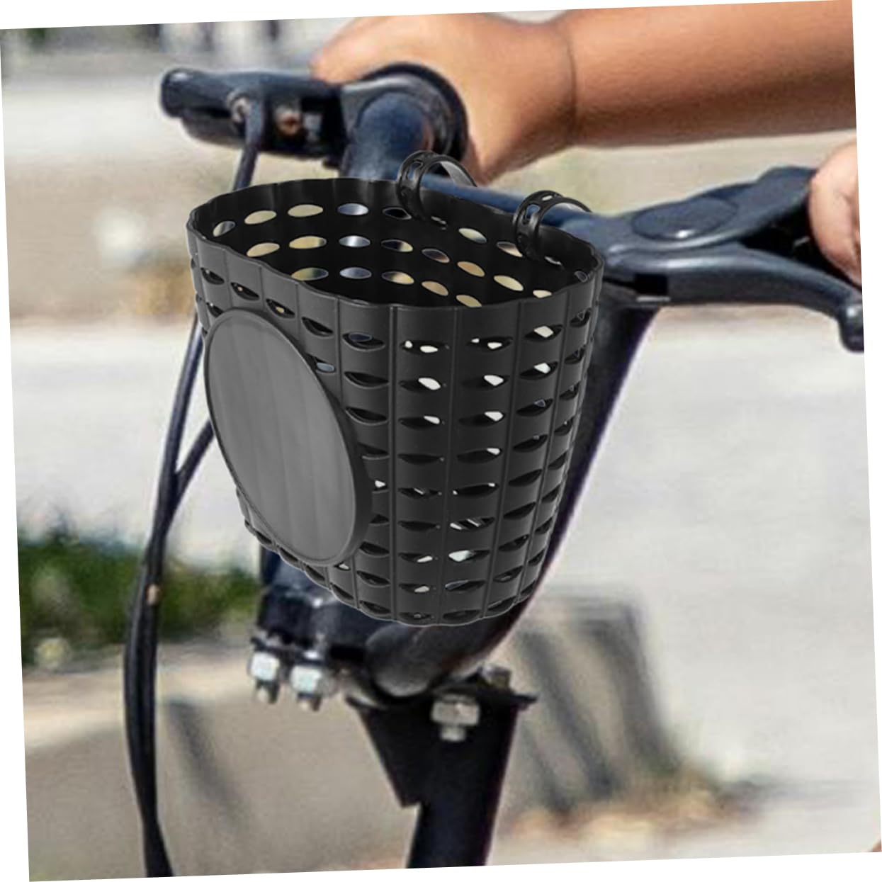 Cesta de Bicicleta Desmontable para Niños, Cesta de Plástico Negra, Soporte de Almacenamiento con Correa Ajustable, Accesorio para Manillar Delantero, Uso para Ciclismo Infantil
