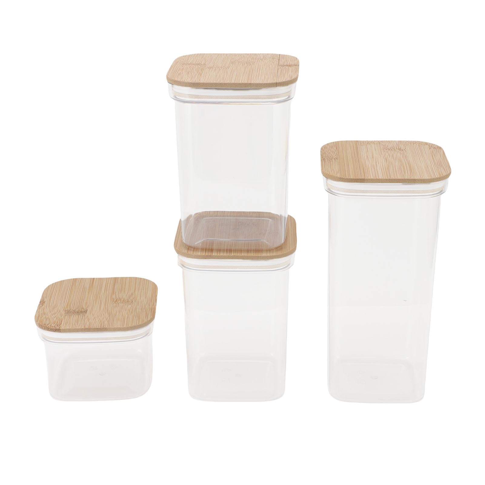 Zunate Luftdichte Vorratsdosen für Lebensmittel mit Bambusoideae-Deckeln für die Organisation in der Küche, Quadratische, Durchsichtige Kanister, 6er-Pack (8 Packungen 2000 ml x 1 + 1300 ml x 2 +
