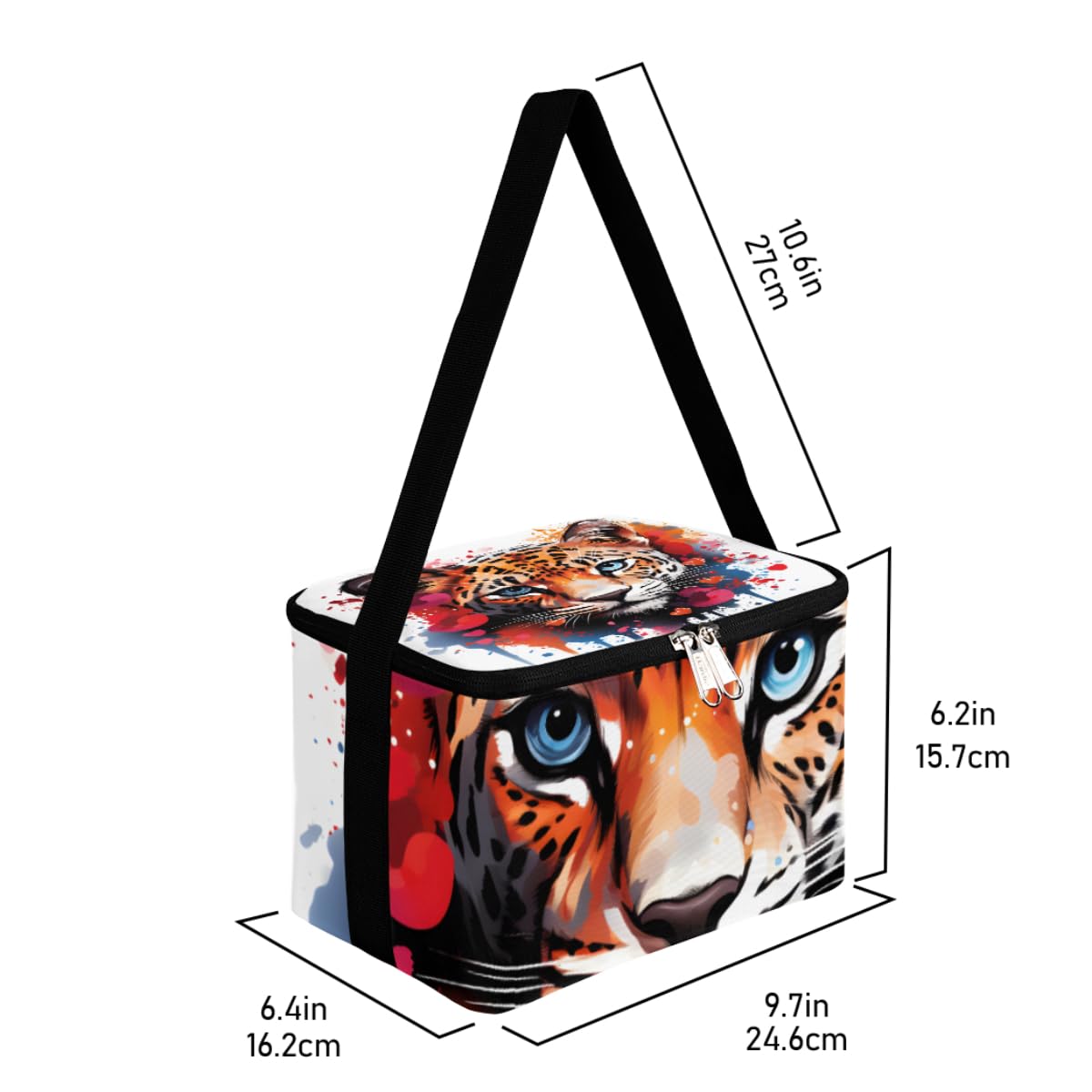 Lunch Bags for Women Men 9 Cans,Tiger Hot & Cold Food Delivery Bag Insulated Grocery Bag Insulated Lunch Box Watercolor Tiger Cooler Bag for Office Work Picnic Beach