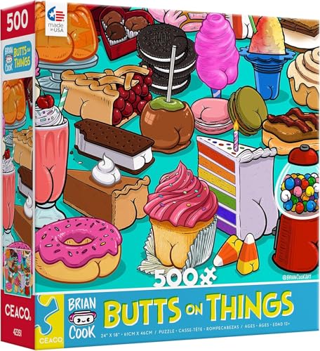 Ceaco - Brian Cook - Butts on Things - Sweet Cheeks - 500 Piece Jigsaw Puzzle